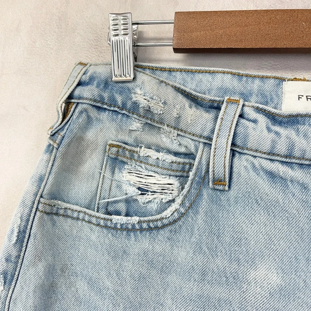 FRAME Le High N Tight Crop Mini Boot Jeans Womens 28 Distressed Grunge Indie